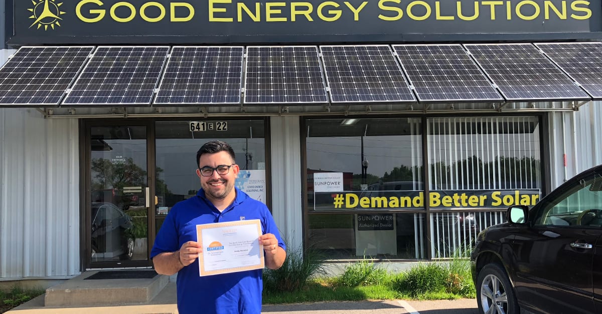Andy Rondon of Good Energy Solutions receives NABCEP Certification for PV Technical Sales Andy Rondon of Good Energy Solutions receives NABCEP Certification for PV Technical Sales