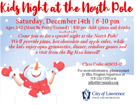 Local News Source press release of kids christmas party with the City Of Lawrence.