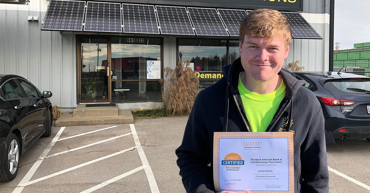 Jacob Grooms of Good Energy Solutions earns NABCEP Certification Jacob Grooms of Good Energy Solutions earns NABCEP Certification